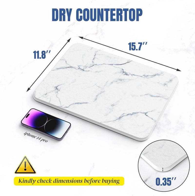 Plentio Quick Dry Stone Drying Mat for Kitchen Counter, Water-Absorbent Diatomaceous Dish Drying Mats, Multi-Purpose Stone Drying Tray for Cups Dishes Bottles - Image 2